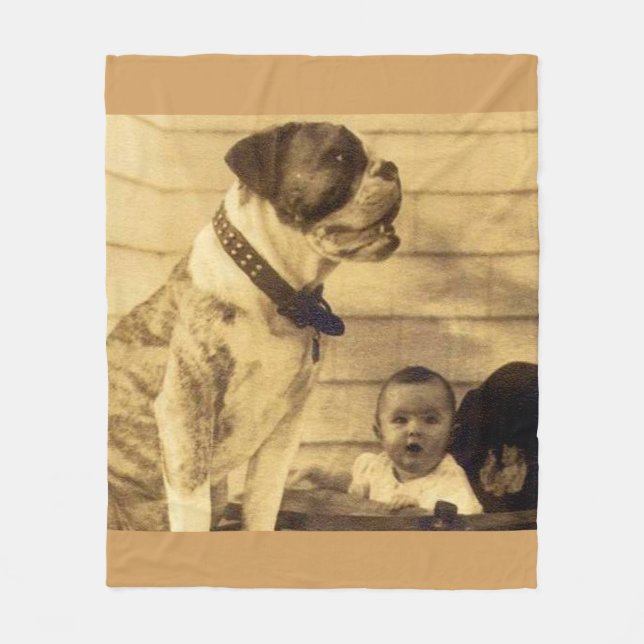 Cobertor De Velo 1920 pitbull guarda bebê (Frente)