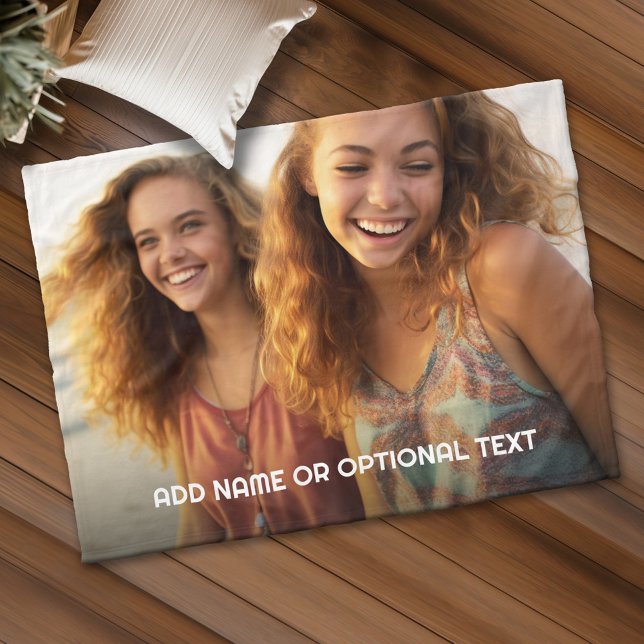 Cobertor De Velo 1 Foto e Texto do Cheio - Paisagem Horizontal (Custom Fleece Blanket - Add Photos and Text)