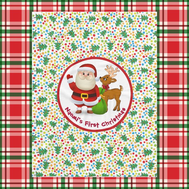 Cobertor De Velo 1rua de Natal do bebê Personalizar o nome Papai No (Criador carregado)