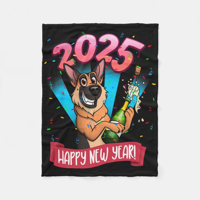 Cobertor De Velo 2025 Happy New Year German Shepherd Edition  (Frente)
