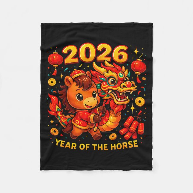 Cobertor De Velo 2026 Year Of The Horse Cute Lunar Newyear Art  (Frente)