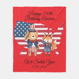 Cobertor De Velo 250th Birthday America Fleece Blanket