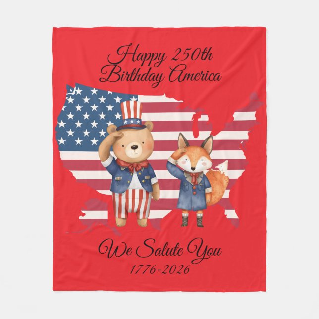 Cobertor De Velo 250th Birthday America Fleece Blanket (Frente)