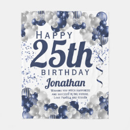 Cobertor De Velo 25 Birthday Marinho Balões