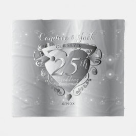 Cobertor De Velo 25 Casamento Aniversário de Silvery Heart Emblem