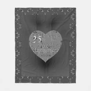 Cobertor De Velo 25 Casamento Aniversário Silvery Rosa Heart Fleece