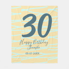 Cobertor De Velo 30th birthday add name date year yellow blue paste