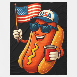 Cobertor De Velo 4º de julho Hotdog Funny Patriotic USA Flag