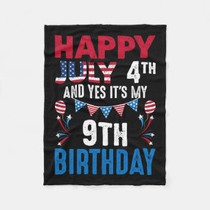 Cobertor De Velo 4º E Sim É Meu 9º Aniversário Patriota Americano