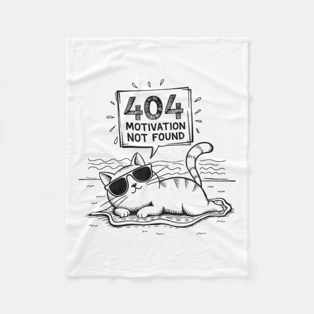 Cobertor De Velo 404 Motivation Not Found Funny Lazy Cat Humor Cat  (Frente)