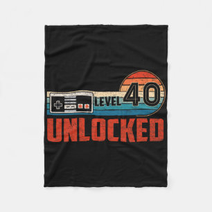 Cobertor De Velo 40 Birthday Gift Unlocked Level 40 Vintage Game Co