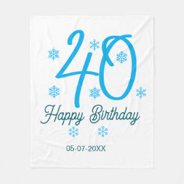 Cobertor De Velo 40th birthday add name date year blue template