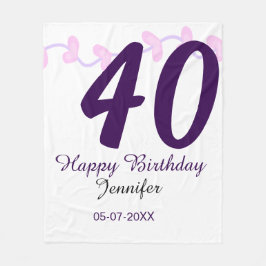 Cobertor De Velo 40th birthday add name date year purple floral pin