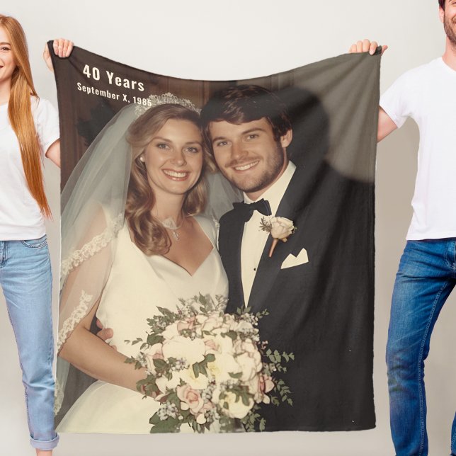 Cobertor De Velo 40th Wedding Anniversary Fleece Blanket Photo (Criador carregado)