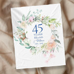 Cobertor De Velo 45º aniversário do 65º aniversário do casamento Wa<br><div class="desc">Com uma delicada granja floral de aquarela,  este cobertor de aniversário de casamento de safira botânica chic pode ser personalizado com suas informações especiais de aniversário na tipografia elegante. Projetado por Thisnotme©</div>