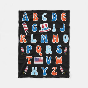 Cobertor De Velo 4 De Julho De Abc Alphabet, Ensino Patriótico
