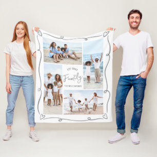 Cobertor De Velo 4 Foto Família Ano Est Desenho à Mão Rabiscos Bran