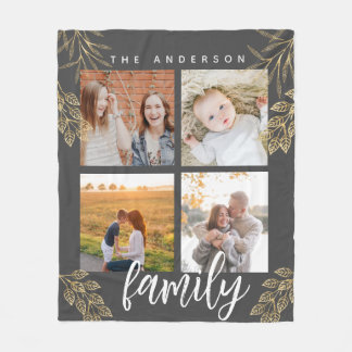 Cobertor De Velo 4 fotos com script de grade de colagem Fleece Blan