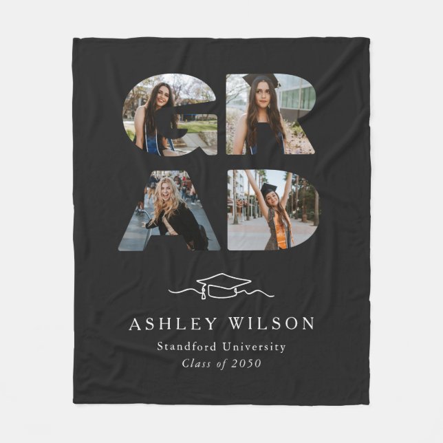 Cobertor De Velo 4 Graduação em Preto com Script de Foto (Frente)