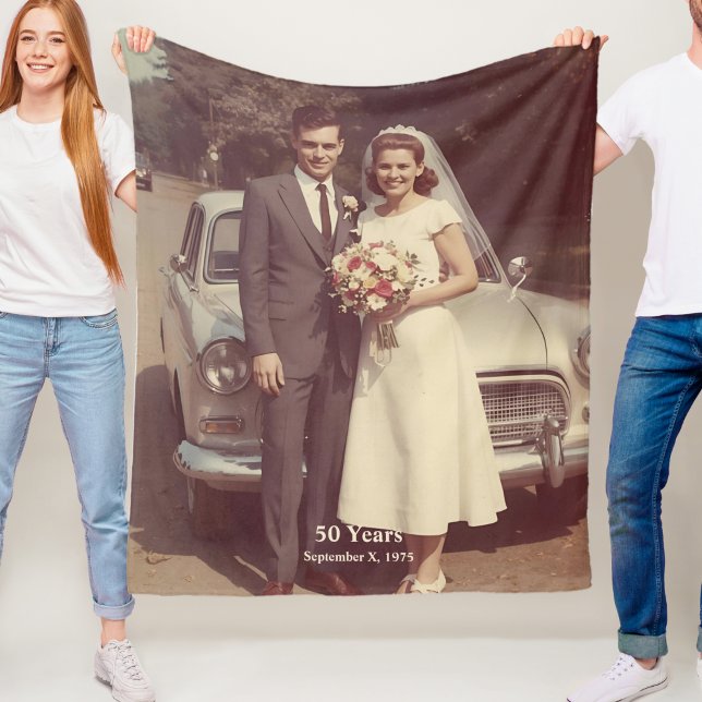 Cobertor De Velo 50th Wedding Anniversary Fleece Blanket Photo (Criador carregado)