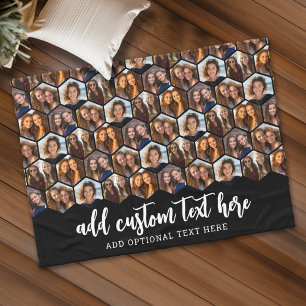 Cobertor De Velo 5 Colagem de Fotos Padrão Funky Hexagon - preto