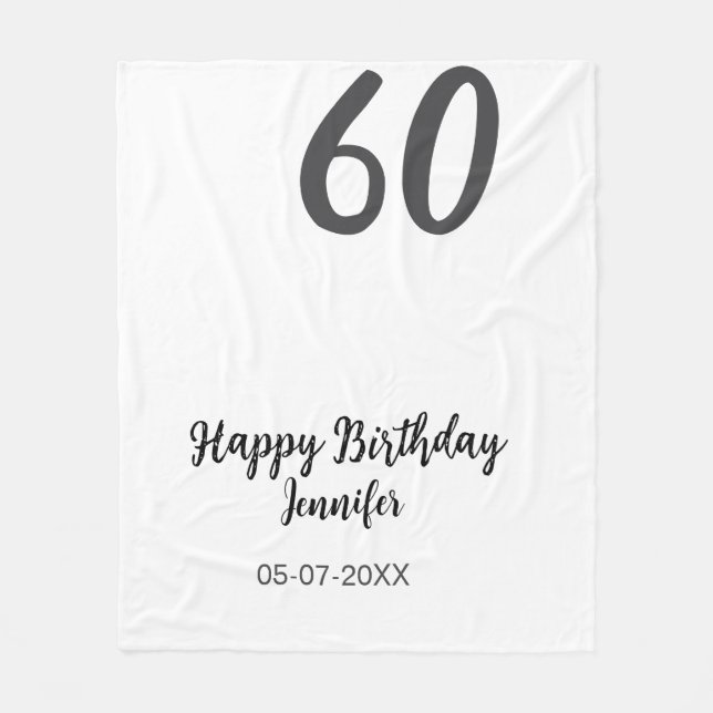 Cobertor De Velo 60º aniversário adicionar nome data ano modelo neg (Frente)