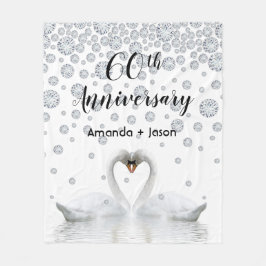 Cobertor De Velo 60º aniversário do diamante, cisnes brancas apaixo