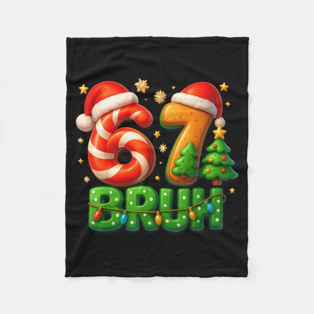 Cobertor De Velo 67 Bruh Christmas Candy Cane Gingerbread Design Xm (Frente)
