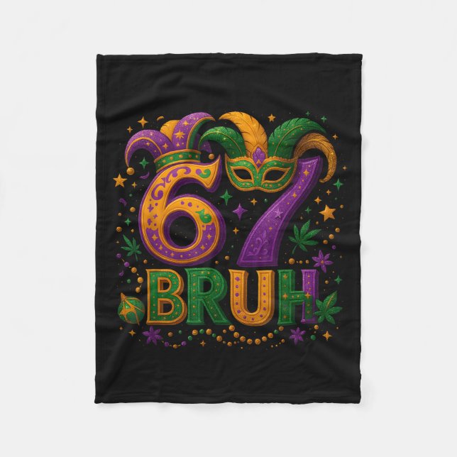 Cobertor De Velo 67 Bruh Funny Mardi Gras Mask Beads Costume Design (Frente)