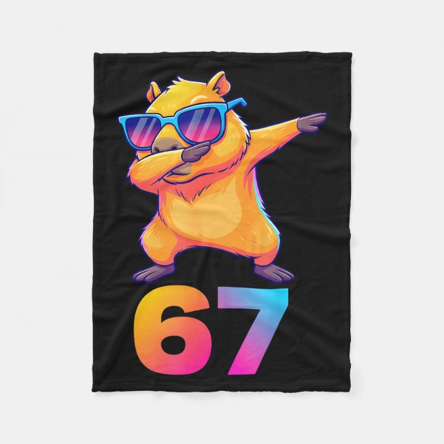 Cobertor De Velo 67 Capybara Six Seven Meme Animal Cool Capybara Da (Frente)