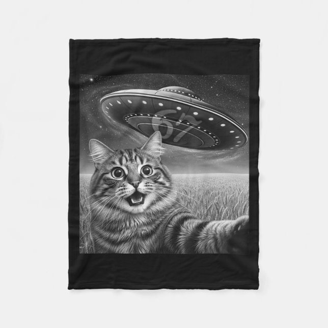 Cobertor De Velo 67 Cat Selfie With Alien Ufos Funny Cat Six Seven  (Frente)