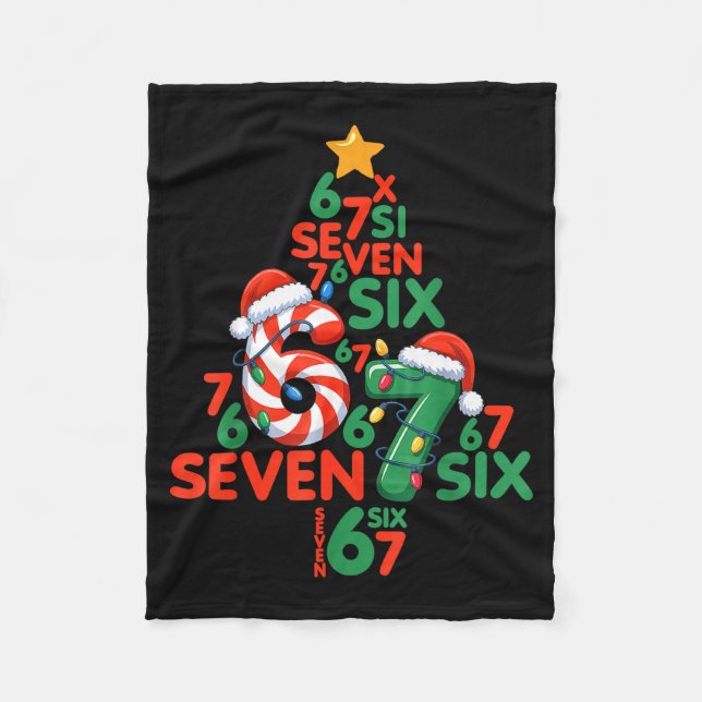 Cobertor De Velo 67 Christmas Tree Candy Cane Holiday Six Seven Mem (Frente)