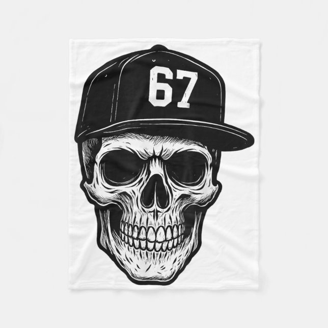 Cobertor De Velo 67 Crânio Halloween Brainrot Meme Seis Sete Crianç (Frente)