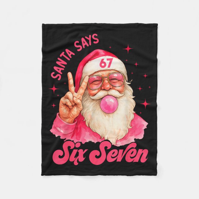 Cobertor De Velo 67 Funny Meme Merry Xmas Santa Says Six Seven Chri (Frente)