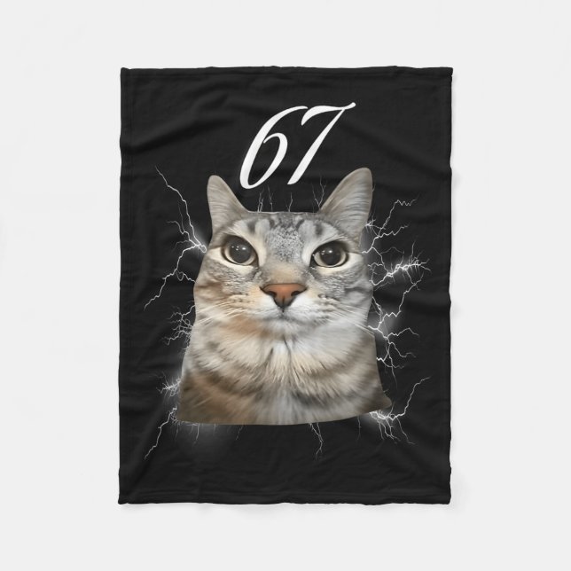Cobertor De Velo 67 Meme Cat Howling At Moon Brainrot Funny 6 7  (Frente)
