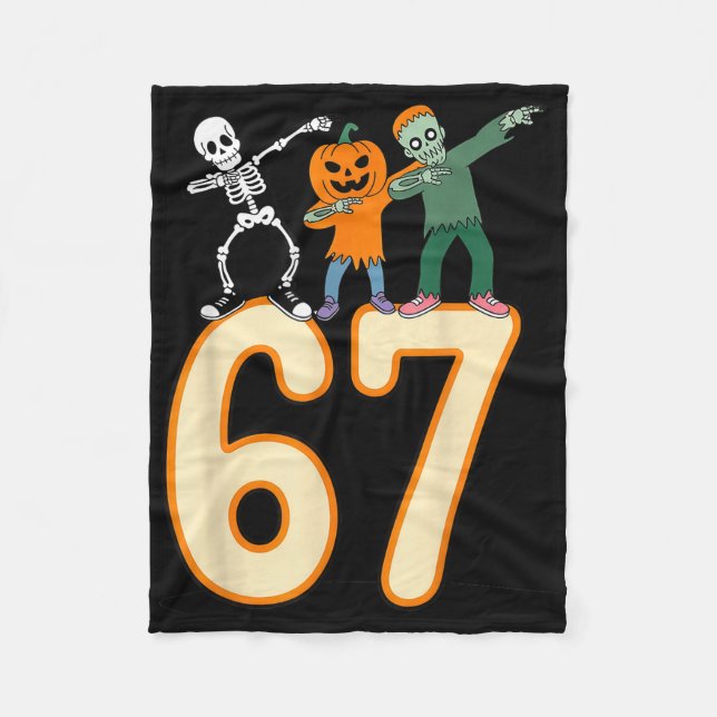 Cobertor De Velo 67 Meme de Halloween 6 7 Números Seis Sete Esquele (Frente)