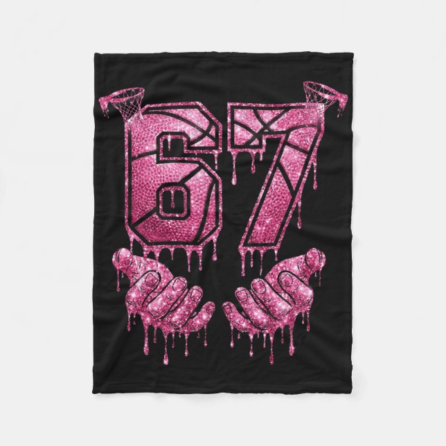 Cobertor De Velo 67 Sketll Dripping Six Seven Meme Rosa Gotejando 6 (Frente)