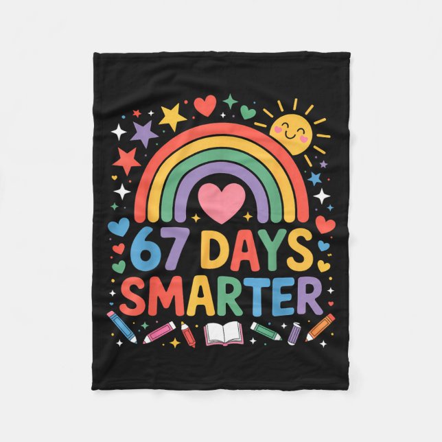 Cobertor De Velo 67th Day Of School Meme 67 Days Smarter Rainbow Ki (Frente)