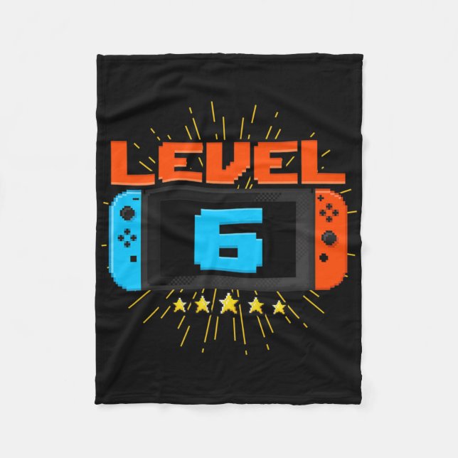Cobertor De Velo 6 Birthday Boy Level 6 Unlocked Video Game 6 Yea (Frente)