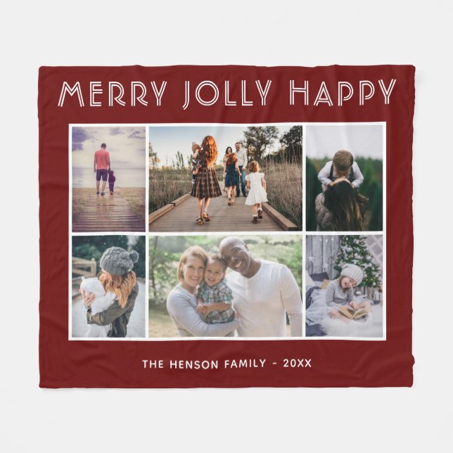 Cobertor De Velo 6 Foto Collage Feliz Jolly Feliz Natal (Frente (Horizontal))