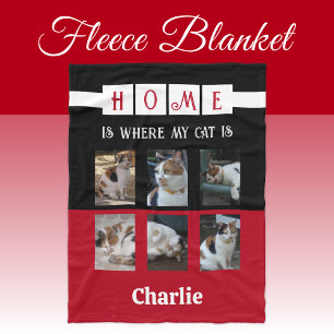 Cobertor De Velo 6 fotos colagem amante de os animais preto vermelh