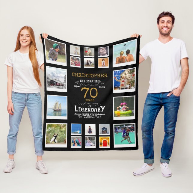 Cobertor De Velo 70 Birthday Black Dourado Legendário 20 Foto (In Situ)