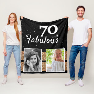 Cobertor De Velo 70 e Fabuloso 70 de Foto Glitter 2 no Aniversário