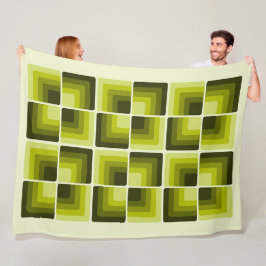 Cobertor De Velo 70s Rainbow Squares Monochrome Green