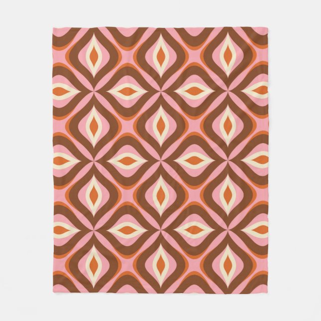 Cobertor De Velo 70s Retro Seamless Pattern in Orange,  Brown,  Pin (Frente)