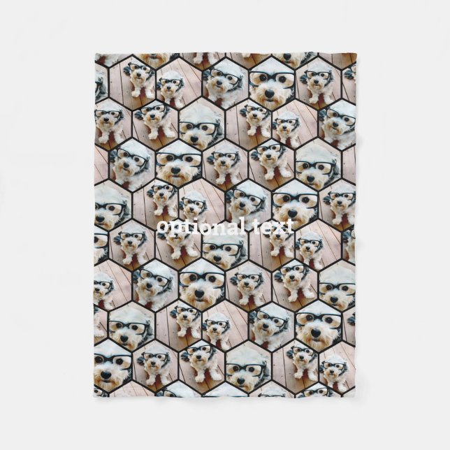 Cobertor De Velo 7 Colagem de Fotos - padrão funky hexagon preto (Frente)