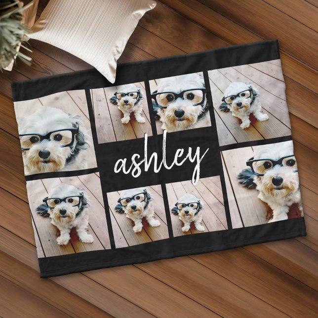 Cobertor De Velo 8 Colagem de Fotografias Adicionar Seu Nome Callio (Personalized fleece blanket with 8 photos and custom text)