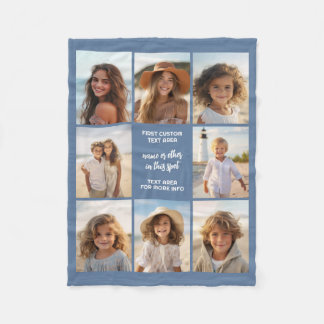 Cobertor De Velo 8 Colagem de Fotos Texto Personalizado - Azul Jean