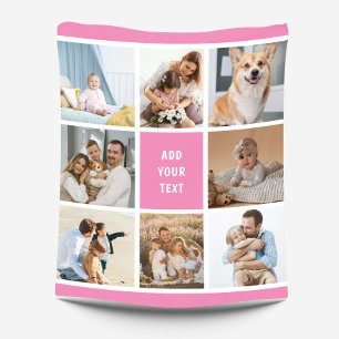 Cobertor De Velo 8 Família de Fotografias Collage Pink Personalizad