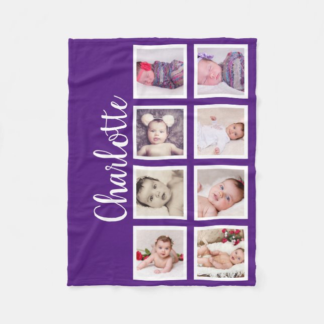 Cobertor De Velo 8 Foto personalizada (roxo) (Frente)